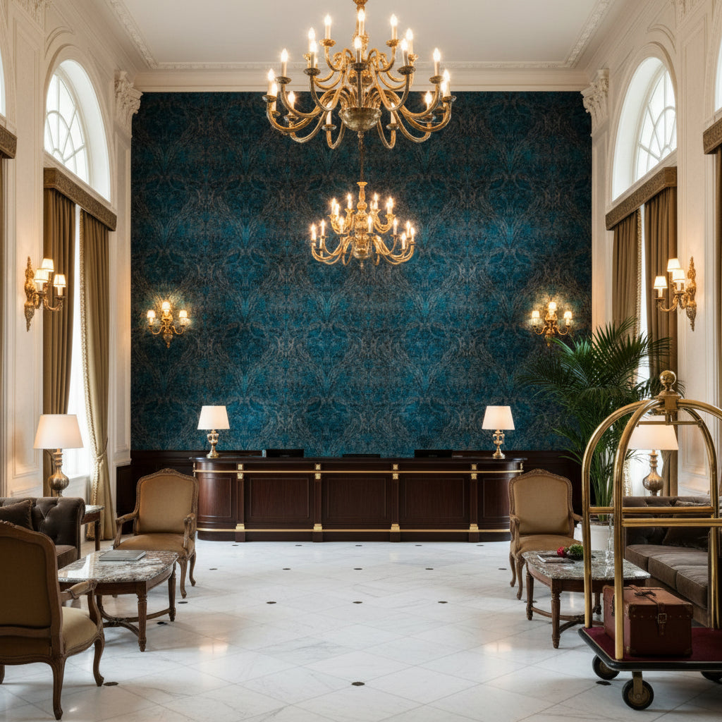 BP10646.2.0 | Kravet - Hotel Lobby Visualization (AI-generated, may not be to scale. Verify pattern scale with product specifications.)