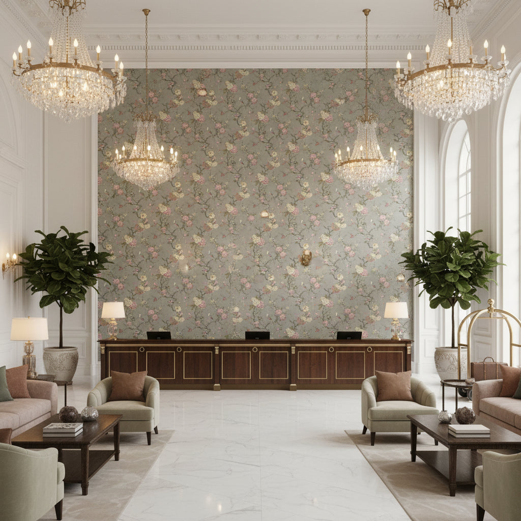 BP10771.2.0 | Kravet - Hotel Lobby Visualization (AI-generated, may not be to scale. Verify pattern scale with product specifications.)