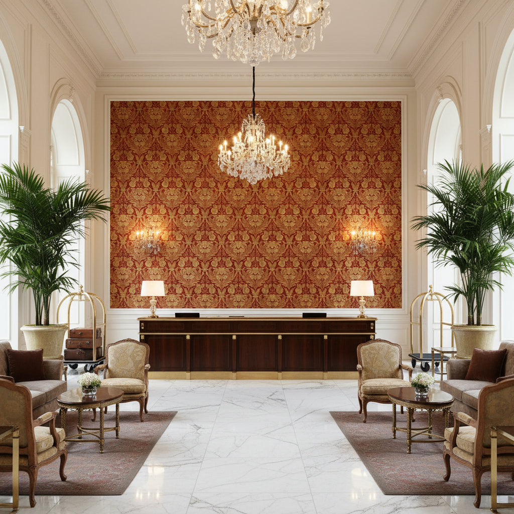 BP10829.2.0 | Kravet - Hotel Lobby Visualization (AI-generated, may not be to scale. Verify pattern scale with product specifications.)