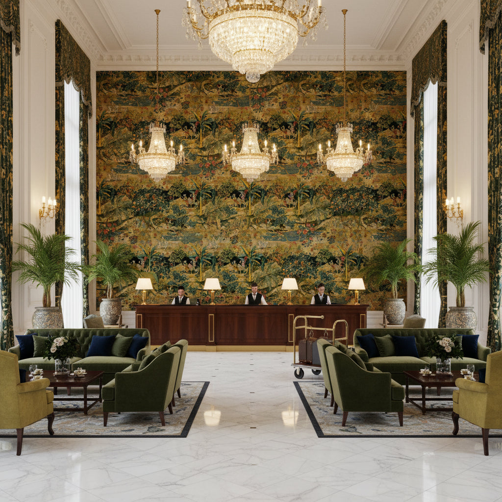BP10832.2.0 | Kravet - Hotel Lobby Visualization (AI-generated, may not be to scale. Verify pattern scale with product specifications.)