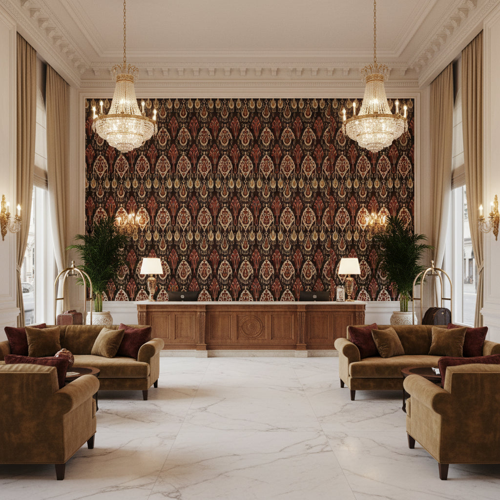 BP10853.6.0 | Kravet - Hotel Lobby Visualization (AI-generated, may not be to scale. Verify pattern scale with product specifications.)