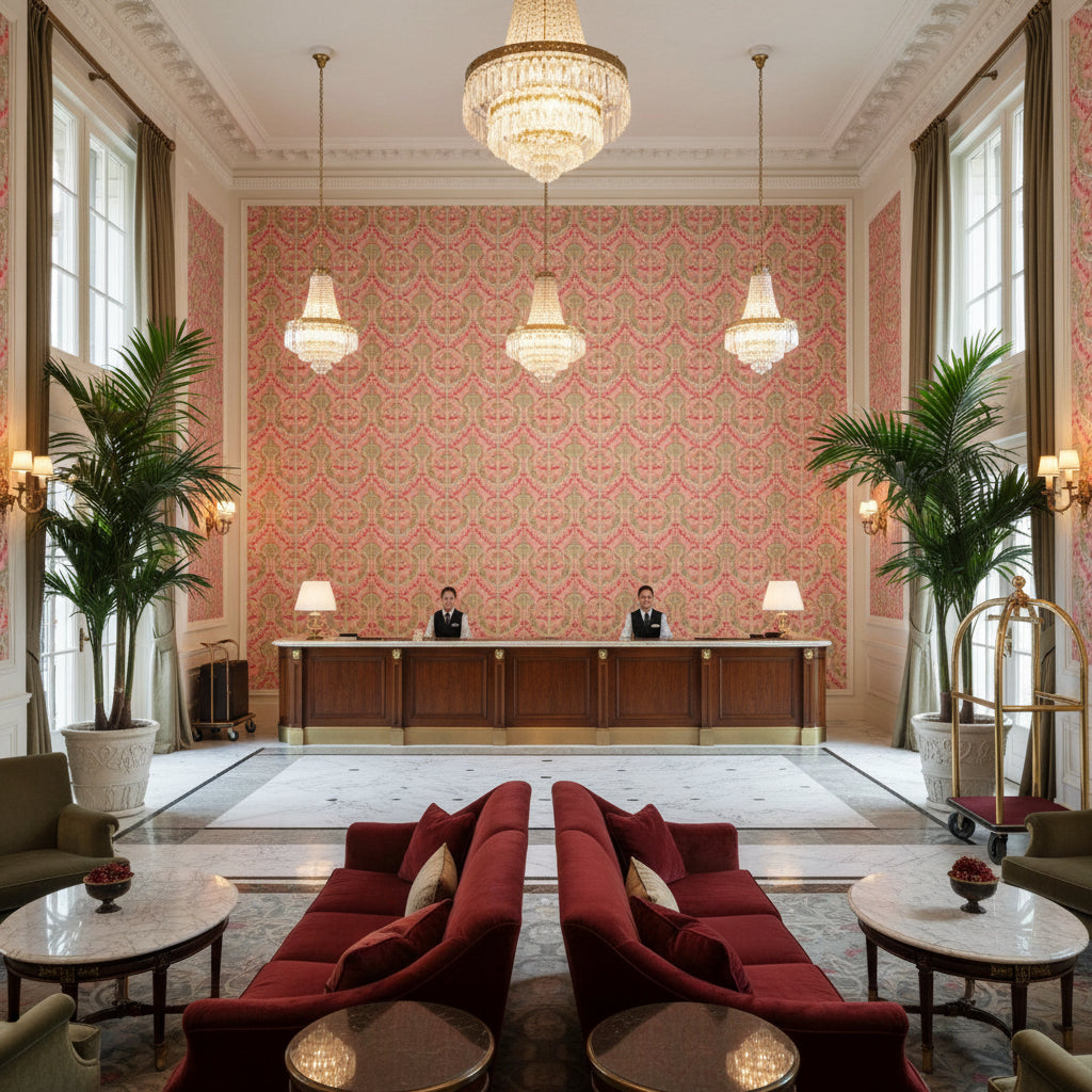 BP10967.5.0 | Kravet - Hotel Lobby Visualization (AI-generated, may not be to scale. Verify pattern scale with product specifications.)