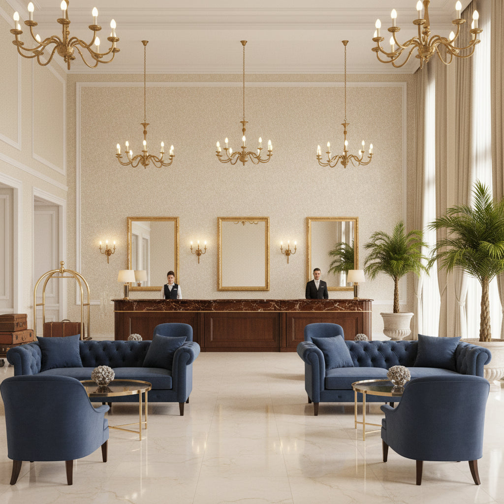 BP11002.110.0 | Kravet - Hotel Lobby Visualization (AI-generated, may not be to scale. Verify pattern scale with product specifications.)
