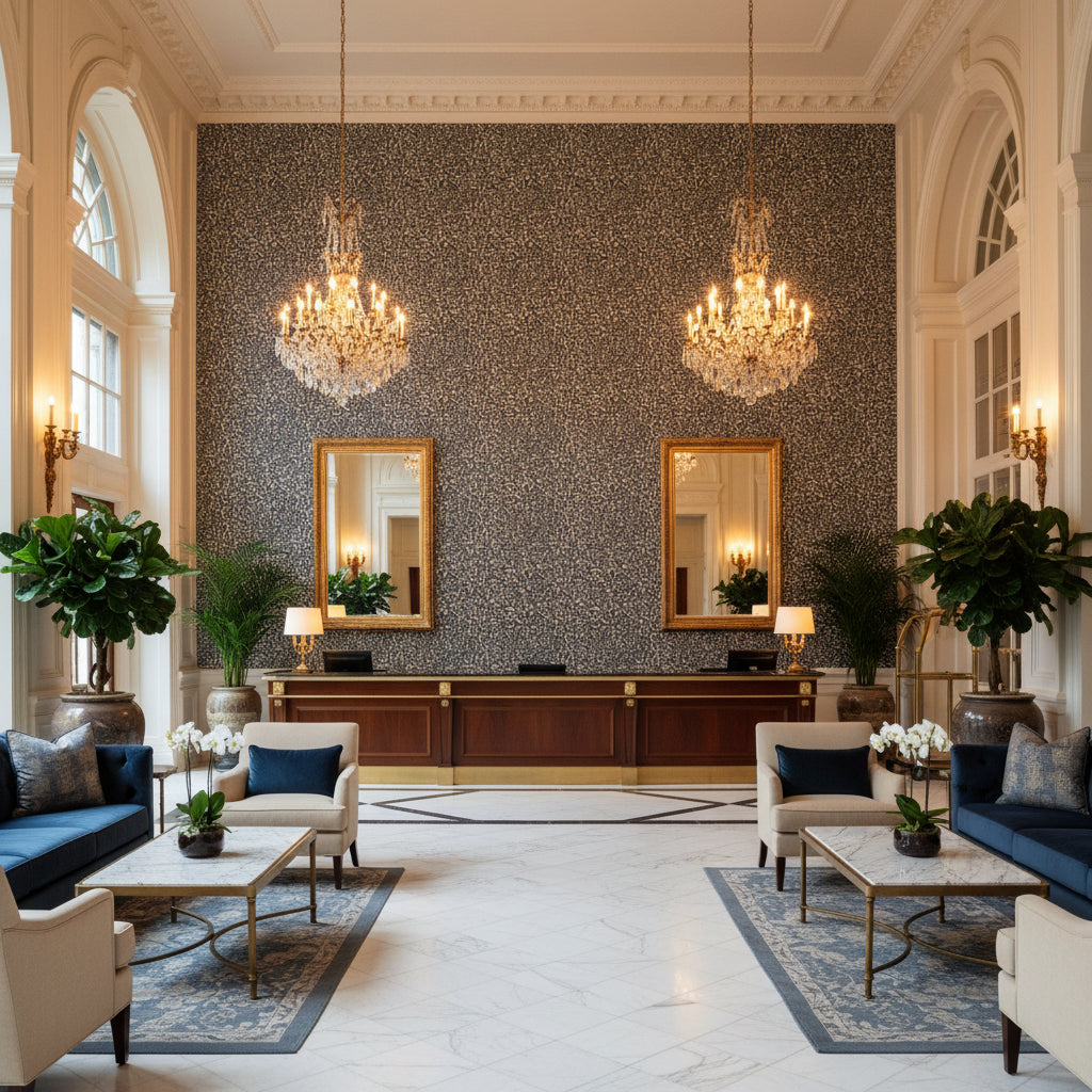 BP11002.680.0 | Kravet - Hotel Lobby Visualization (AI-generated, may not be to scale. Verify pattern scale with product specifications.)