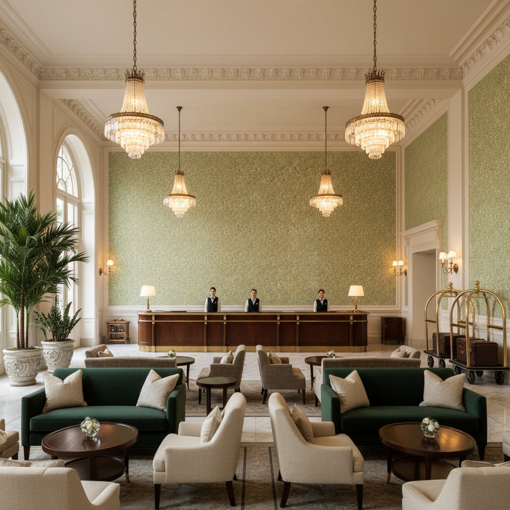 BP11002.735.0 | Kravet - Hotel Lobby Visualization (AI-generated, may not be to scale. Verify pattern scale with product specifications.)