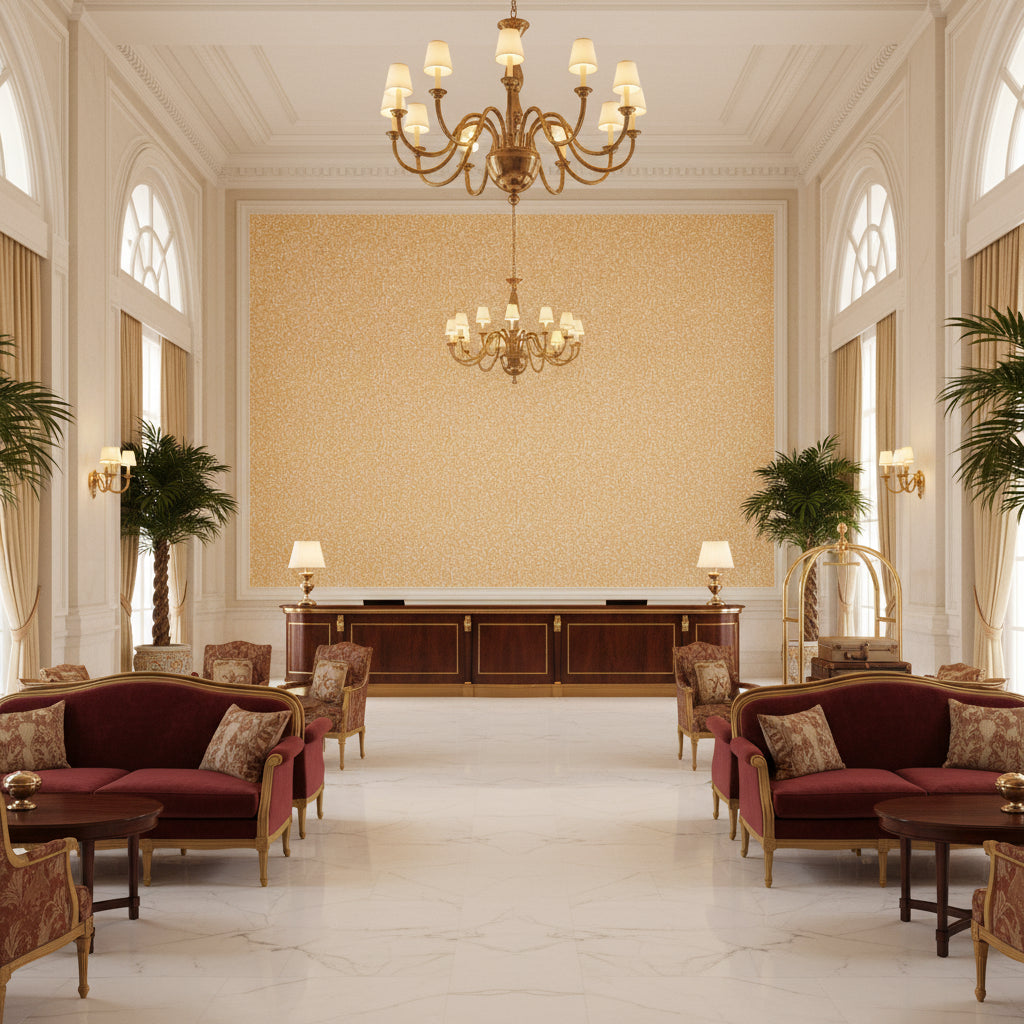 BP11002.840.0 | Kravet - Hotel Lobby Visualization (AI-generated, may not be to scale. Verify pattern scale with product specifications.)
