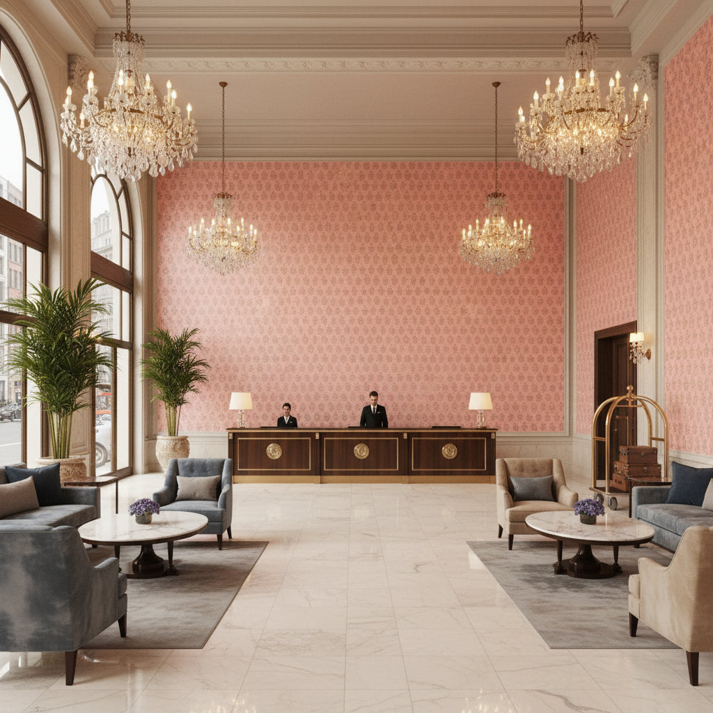 BP11003.6.0 | Kravet - Hotel Lobby Visualization (AI-generated, may not be to scale. Verify pattern scale with product specifications.)
