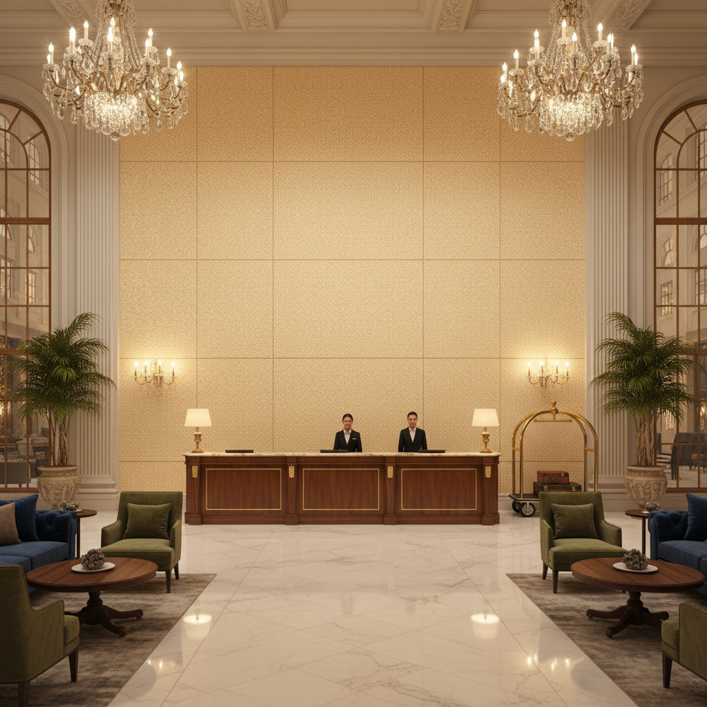 BP11004.840.0 | Kravet - Hotel Lobby Visualization (AI-generated, may not be to scale. Verify pattern scale with product specifications.)