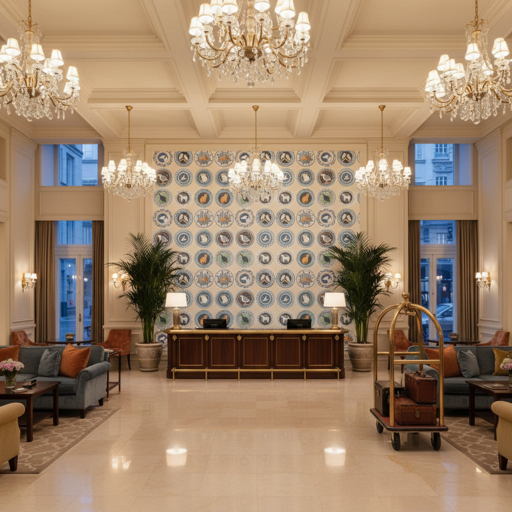 BP11047.4.0 | Kravet - Hotel Lobby Visualization (AI-generated, may not be to scale. Verify pattern scale with product specifications.)