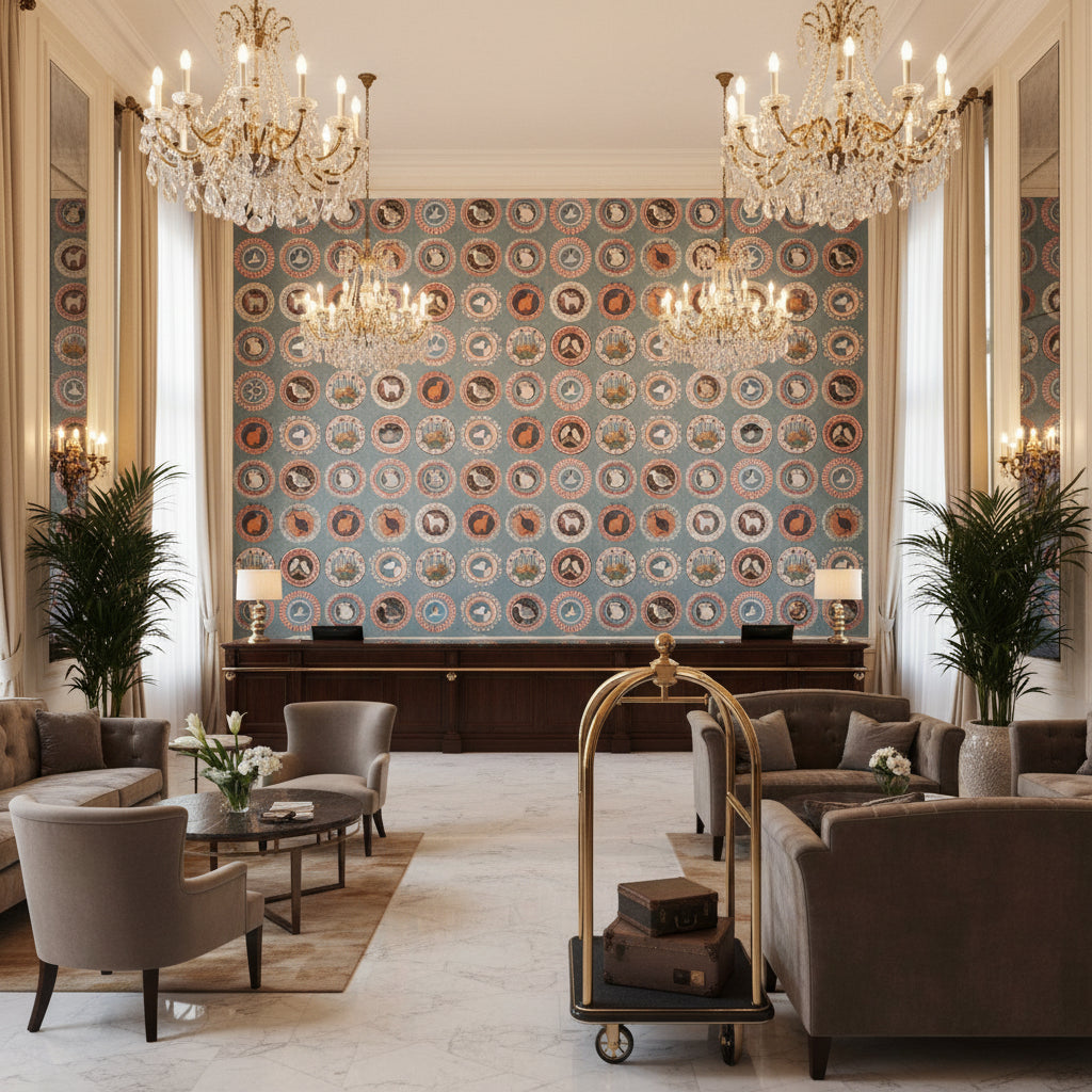 BP11047.5.0 | Kravet - Hotel Lobby Visualization (AI-generated, may not be to scale. Verify pattern scale with product specifications.)