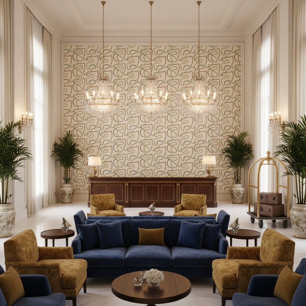 BP11054.2.0 | Kravet - Hotel Lobby Visualization (AI-generated, may not be to scale. Verify pattern scale with product specifications.)