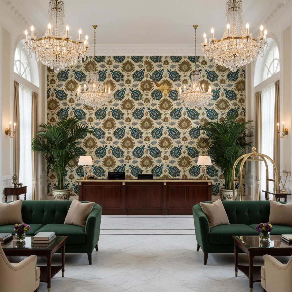 BR-700020.225.0 | Kravet - Hotel Lobby Visualization (AI-generated, may not be to scale. Verify pattern scale with product specifications.)