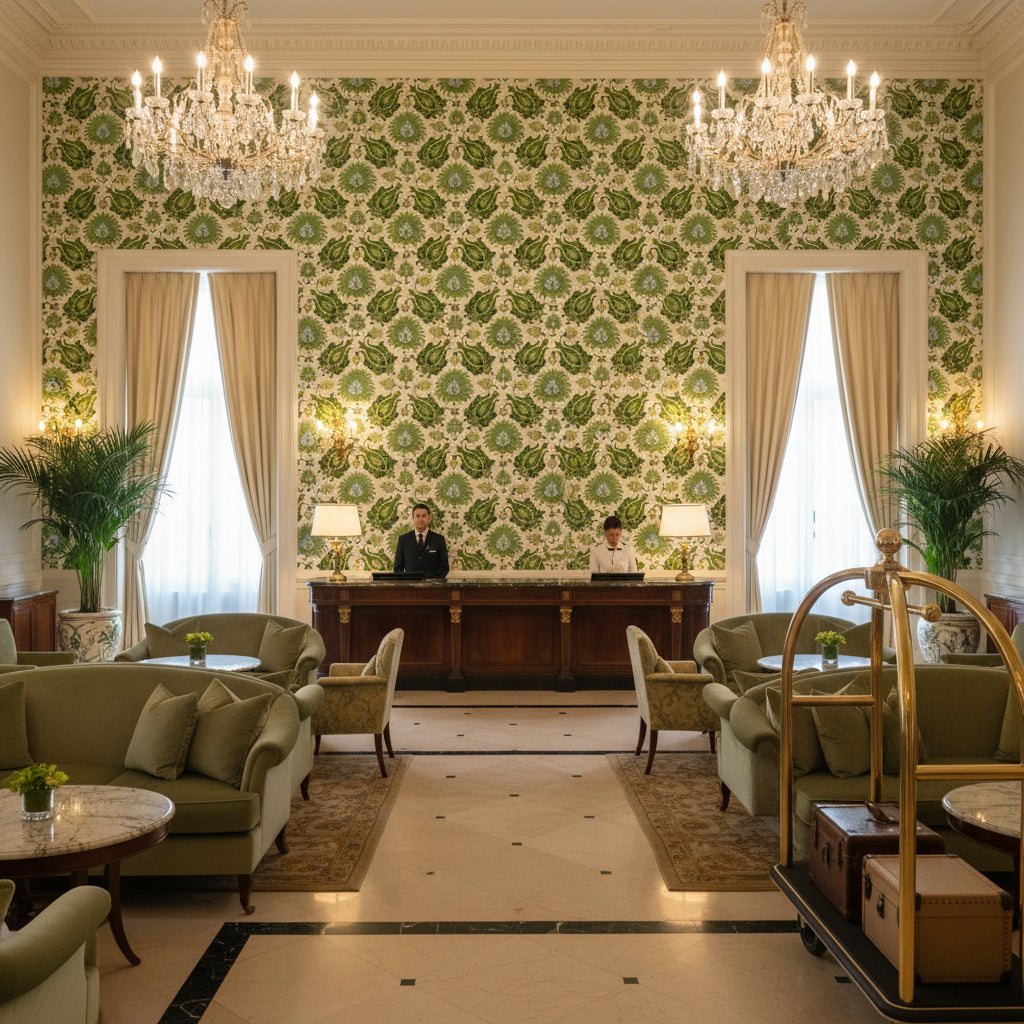 BR-700020.3033.0 | Kravet - Hotel Lobby Visualization (AI-generated, may not be to scale. Verify pattern scale with product specifications.)