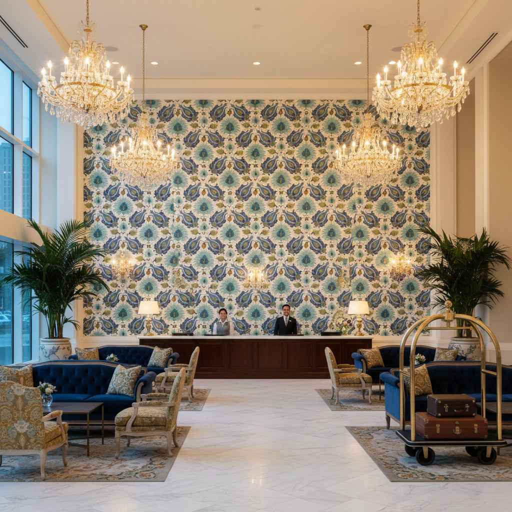 BR-700020.421.0 | Kravet - Hotel Lobby Visualization (AI-generated, may not be to scale. Verify pattern scale with product specifications.)