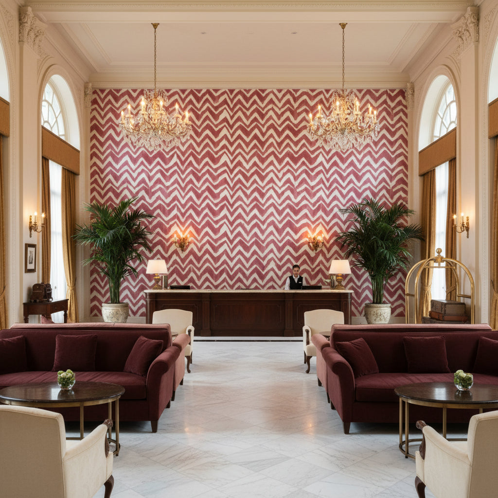BR-79785.140.0 | Kravet - Hotel Lobby Visualization (AI-generated, may not be to scale. Verify pattern scale with product specifications.)
