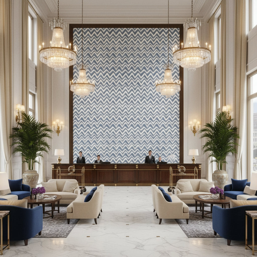 BR-79785.271.0 | Kravet - Hotel Lobby Visualization (AI-generated, may not be to scale. Verify pattern scale with product specifications.)