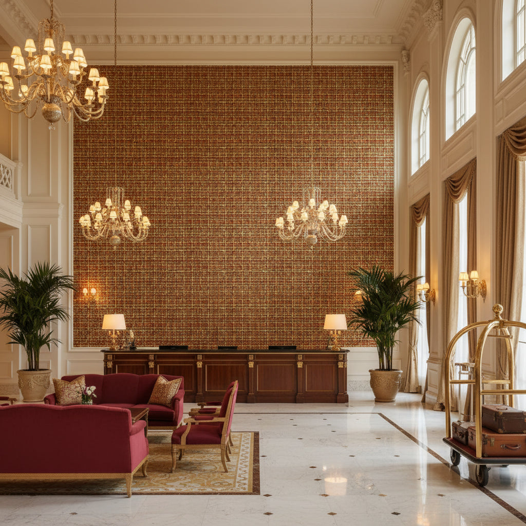 BR-800041.M13.0 | Kravet - Hotel Lobby Visualization (AI-generated, may not be to scale. Verify pattern scale with product specifications.)