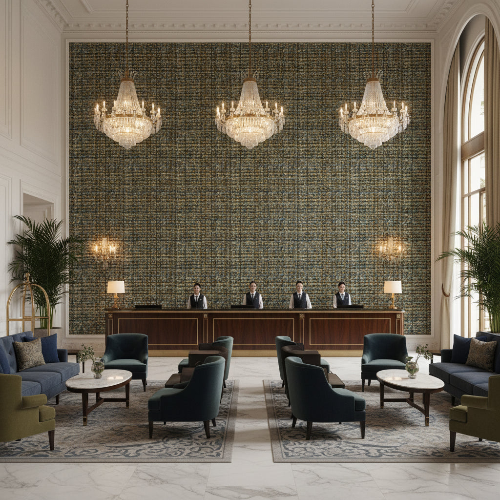 BR-800041.M22.0 | Kravet - Hotel Lobby Visualization (AI-generated, may not be to scale. Verify pattern scale with product specifications.)