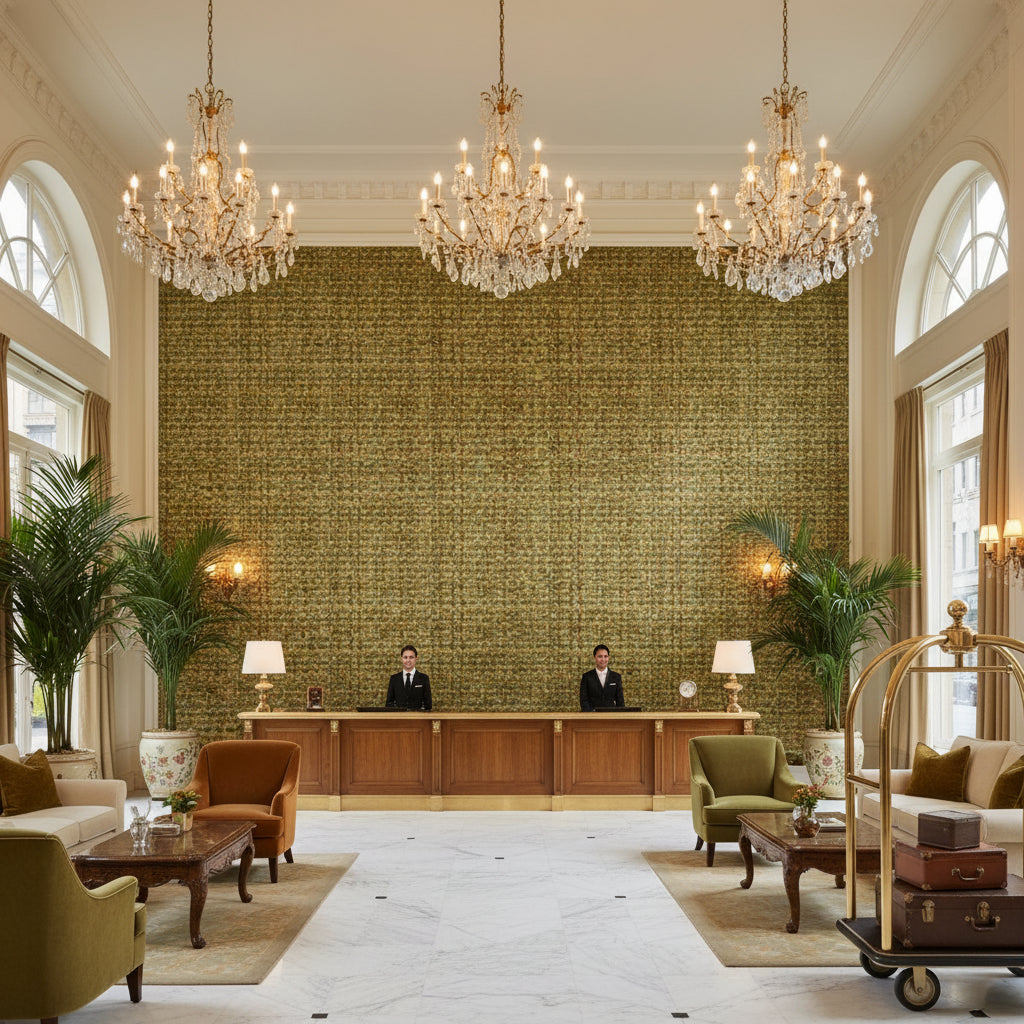 BR-800041.M44.0 | Kravet - Hotel Lobby Visualization (AI-generated, may not be to scale. Verify pattern scale with product specifications.)