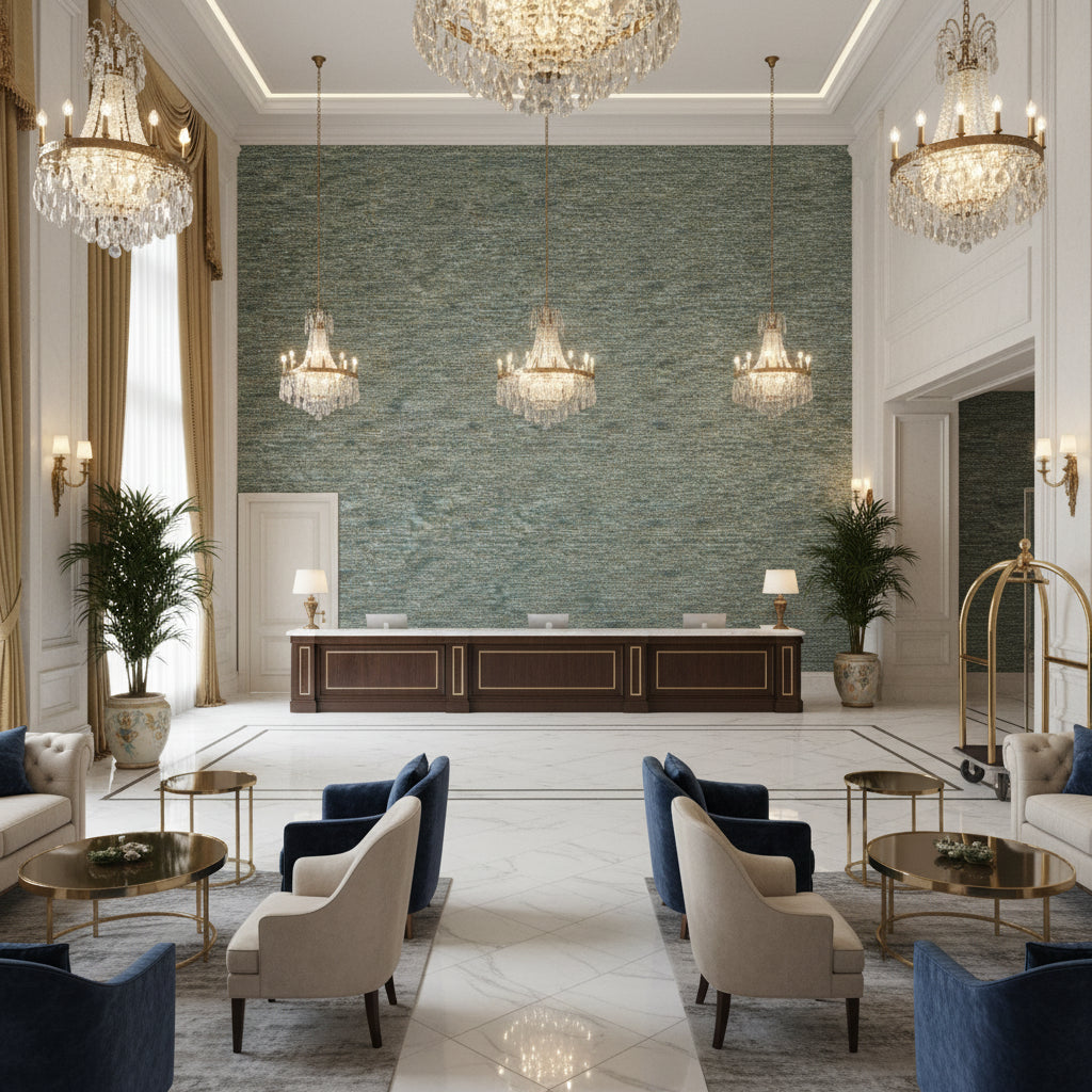 BR-800042.244.0 | Kravet - Hotel Lobby Visualization (AI-generated, may not be to scale. Verify pattern scale with product specifications.)