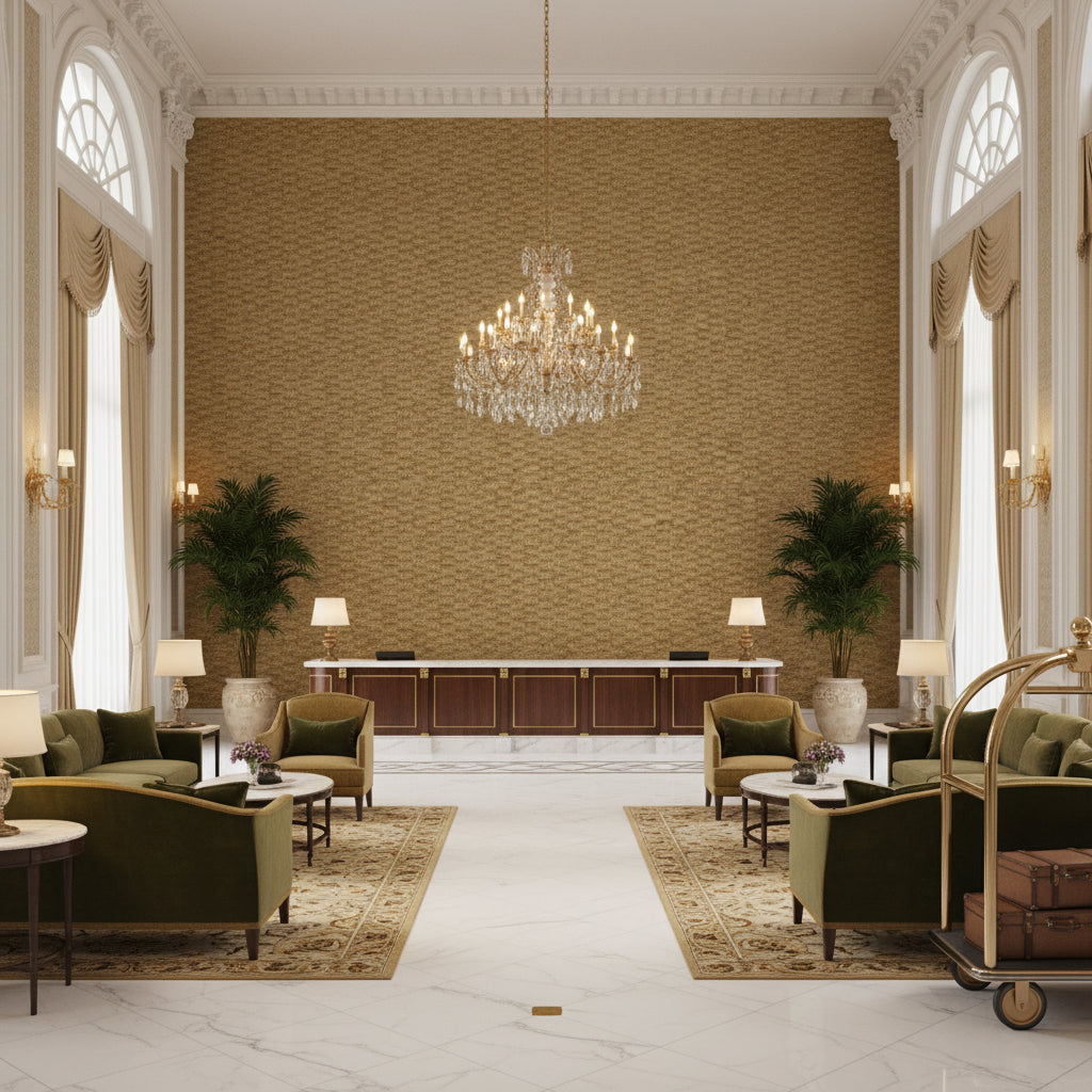 BR-800042.812.0 | Kravet - Hotel Lobby Visualization (AI-generated, may not be to scale. Verify pattern scale with product specifications.)