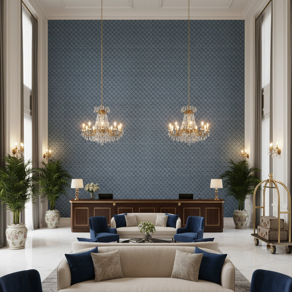 BR-800045.268.0 | Kravet - Hotel Lobby Visualization (AI-generated, may not be to scale. Verify pattern scale with product specifications.)