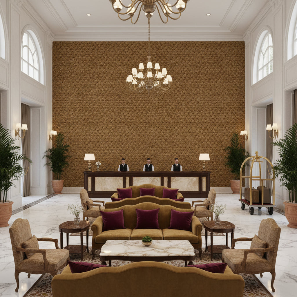 BR-800045.835.0 | Kravet - Hotel Lobby Visualization (AI-generated, may not be to scale. Verify pattern scale with product specifications.)