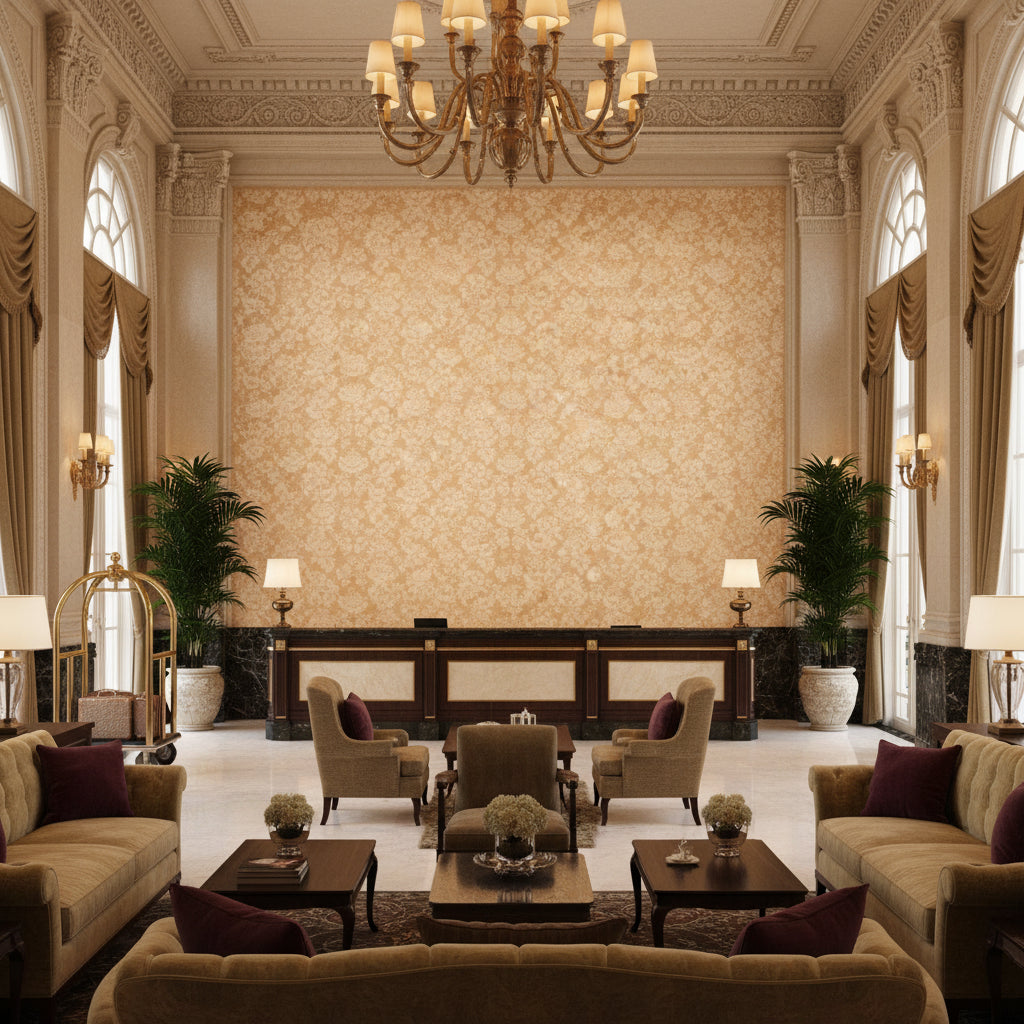 BR-81035.1116.0 | Kravet - Hotel Lobby Visualization (AI-generated, may not be to scale. Verify pattern scale with product specifications.)