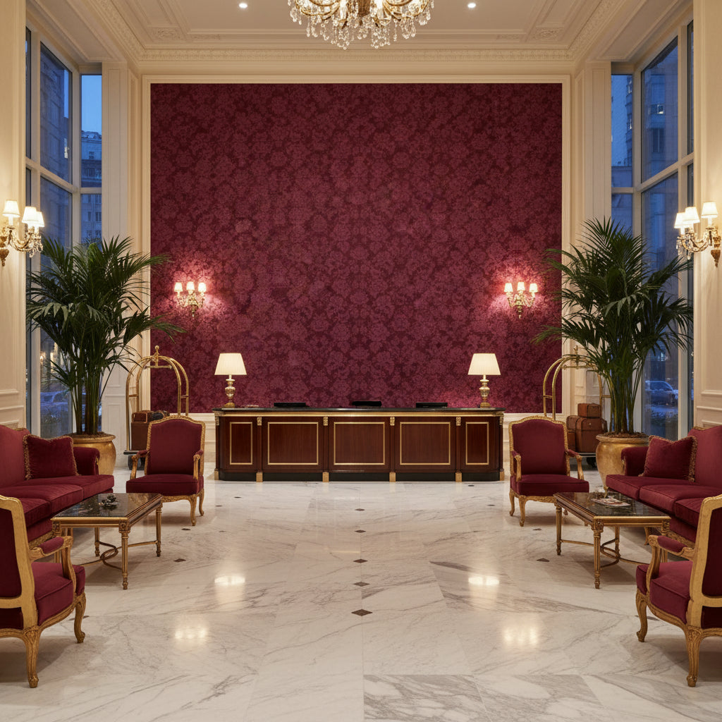 BR-81035.909.0 | Kravet - Hotel Lobby Visualization (AI-generated, may not be to scale. Verify pattern scale with product specifications.)