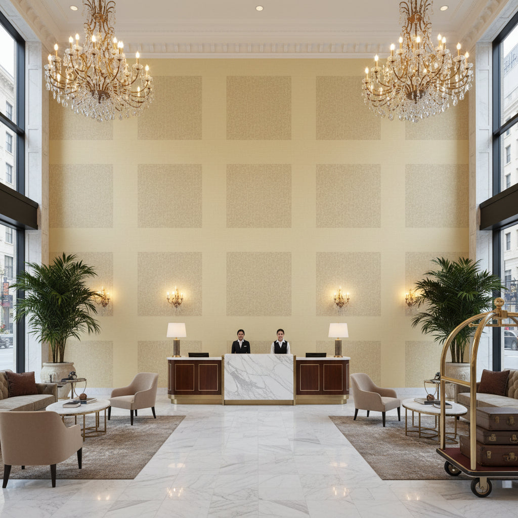 BR-81079.JJ.0 | Kravet - Hotel Lobby Visualization (AI-generated, may not be to scale. Verify pattern scale with product specifications.)
