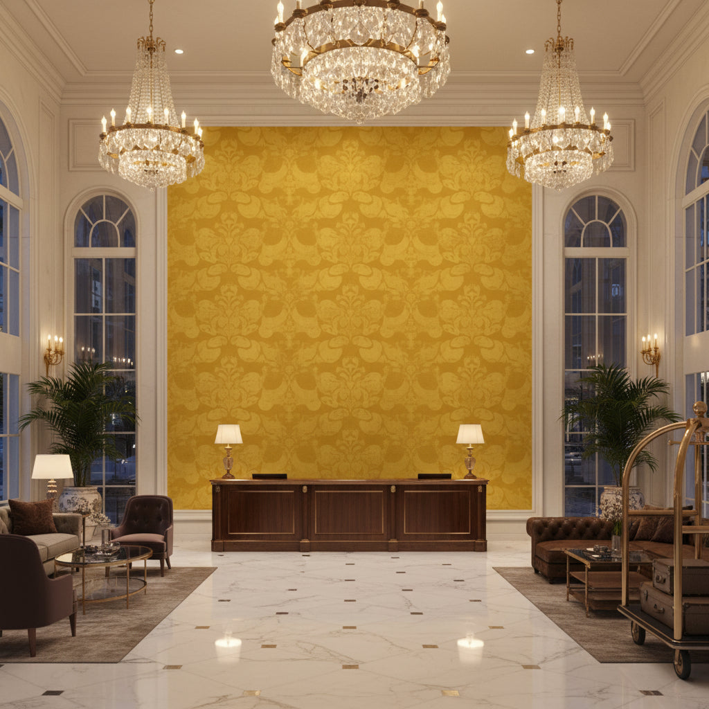 BR-81079.RR.0 | Kravet - Hotel Lobby Visualization (AI-generated, may not be to scale. Verify pattern scale with product specifications.)