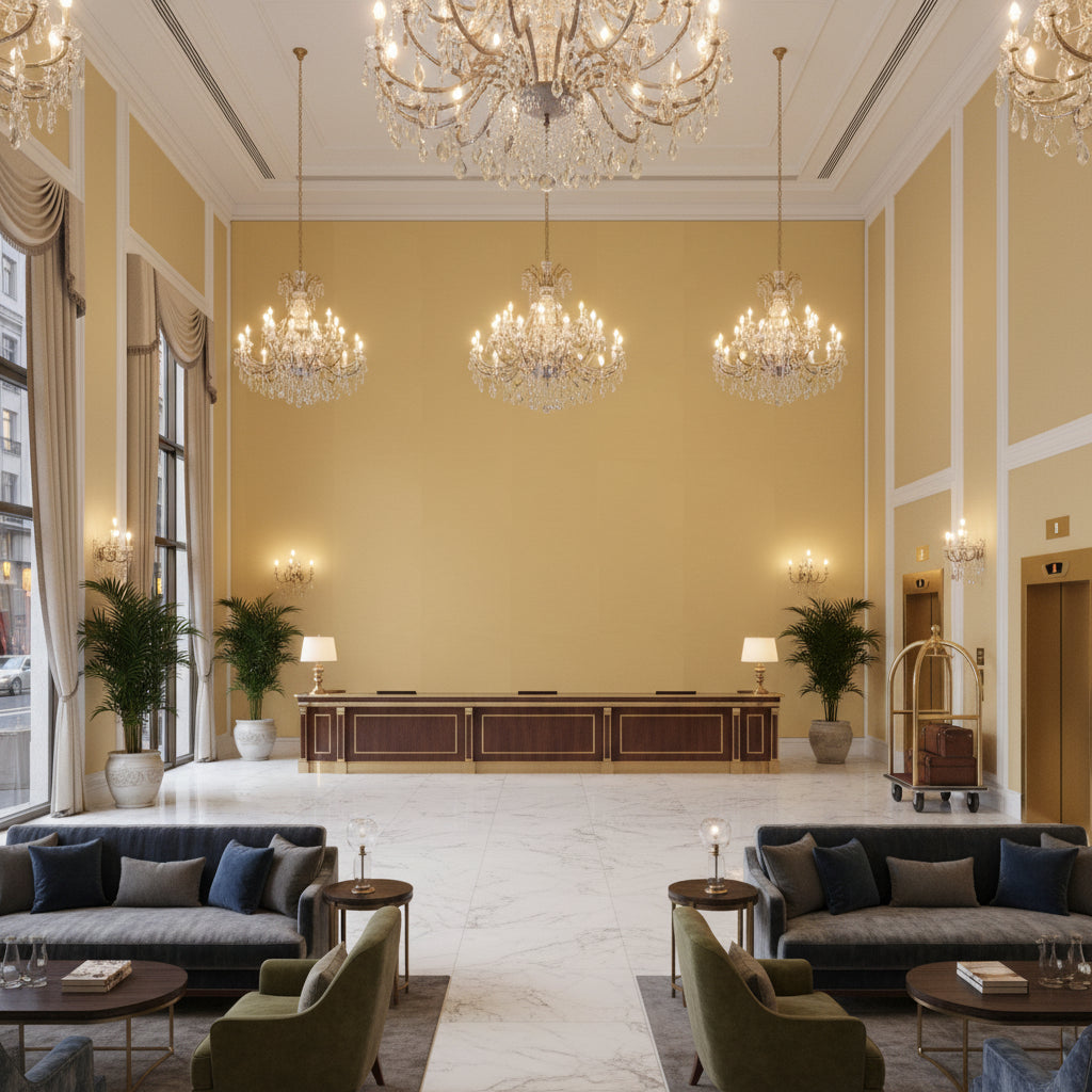 BR-81081.063.0 | Kravet - Hotel Lobby Visualization (AI-generated, may not be to scale. Verify pattern scale with product specifications.)