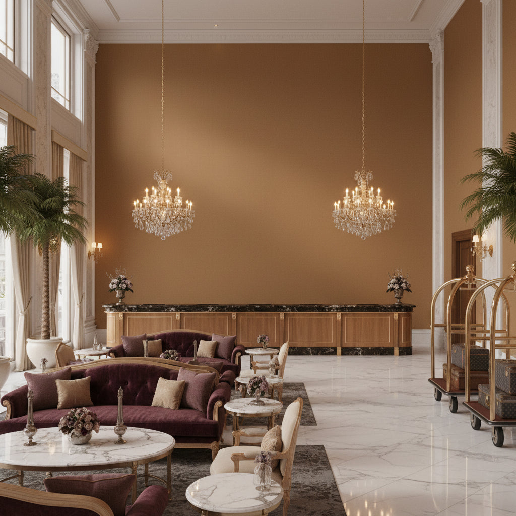 BR-81081.124.0 | Kravet - Hotel Lobby Visualization (AI-generated, may not be to scale. Verify pattern scale with product specifications.)