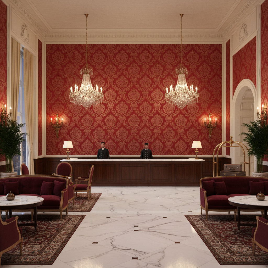 BR-81081.151.0 | Kravet - Hotel Lobby Visualization (AI-generated, may not be to scale. Verify pattern scale with product specifications.)