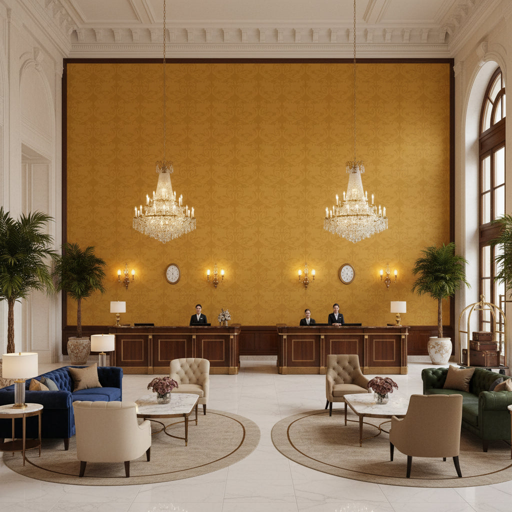 BR-81081.307.0 | Kravet - Hotel Lobby Visualization (AI-generated, may not be to scale. Verify pattern scale with product specifications.)