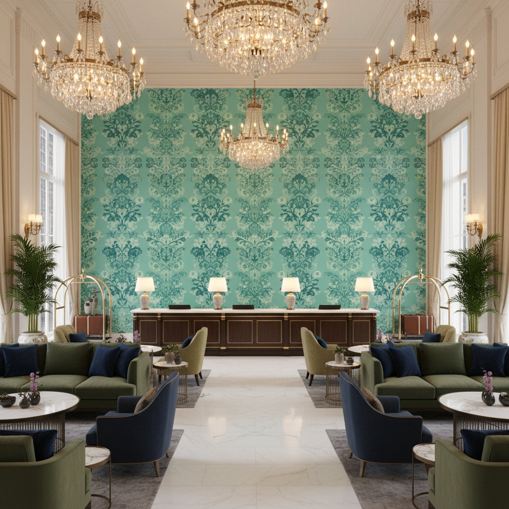 BR-81081.471.0 | Kravet - Hotel Lobby Visualization (AI-generated, may not be to scale. Verify pattern scale with product specifications.)