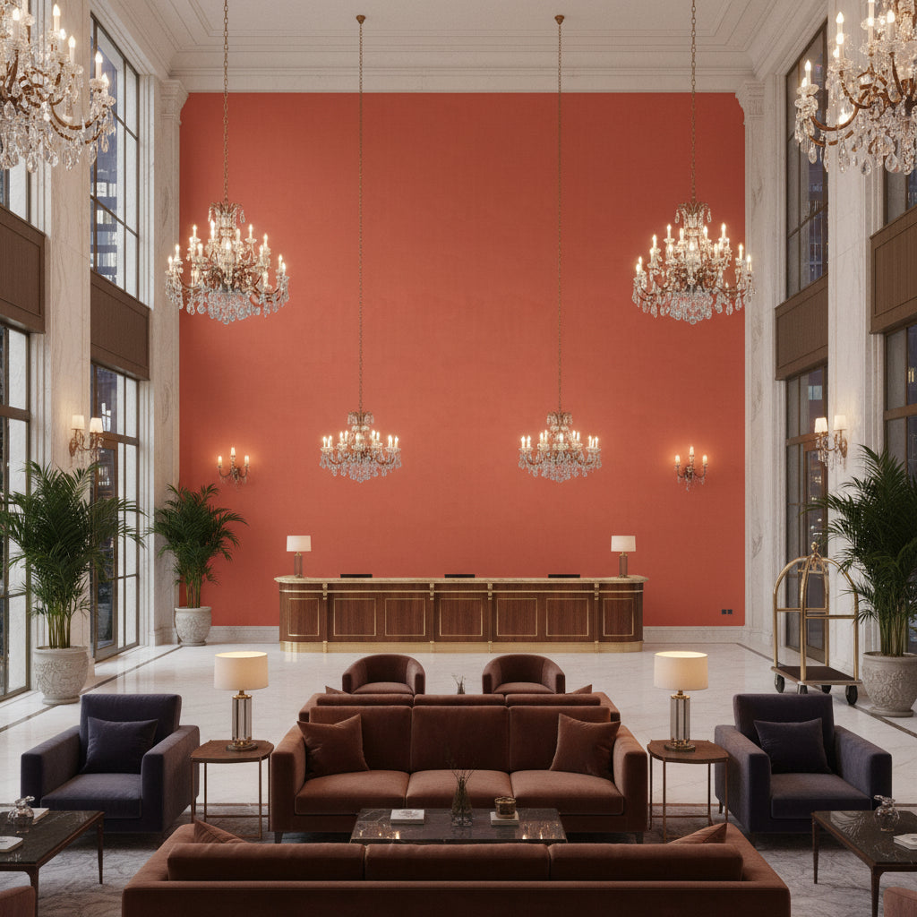 BR-81081.655.0 | Kravet - Hotel Lobby Visualization (AI-generated, may not be to scale. Verify pattern scale with product specifications.)