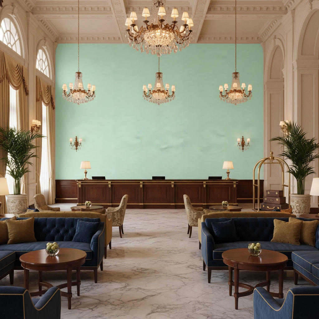 BR-81081.KKL.0 | Kravet - Hotel Lobby Visualization (AI-generated, may not be to scale. Verify pattern scale with product specifications.)