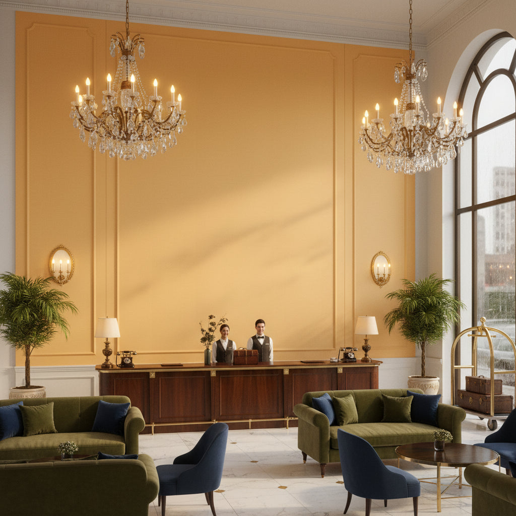 BR-81081.M.0 | Kravet - Hotel Lobby Visualization (AI-generated, may not be to scale. Verify pattern scale with product specifications.)