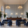 BR-89149.15.0 | Kravet - Hotel Lobby Visualization (AI-generated, may not be to scale. Verify pattern scale with product specifications.)