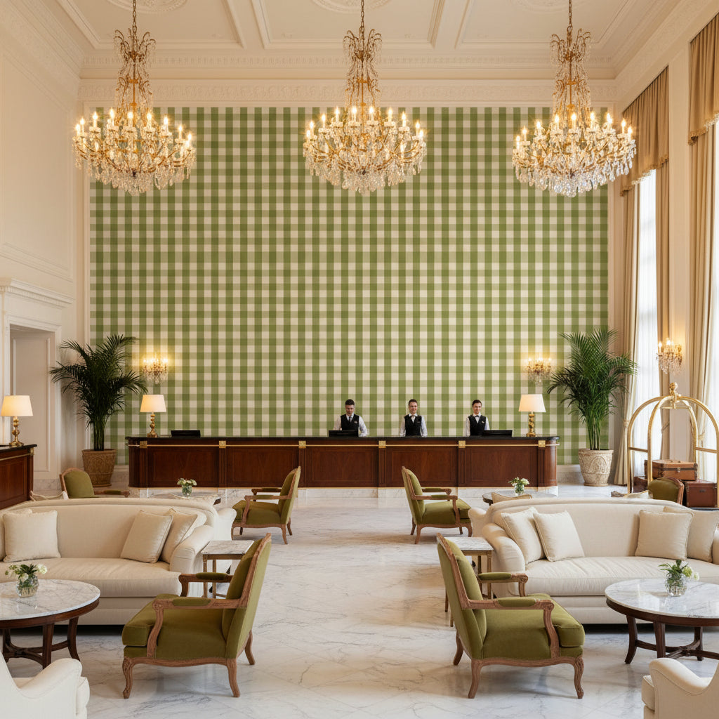 BR-89149.3.0 | Kravet - Hotel Lobby Visualization (AI-generated, may not be to scale. Verify pattern scale with product specifications.)