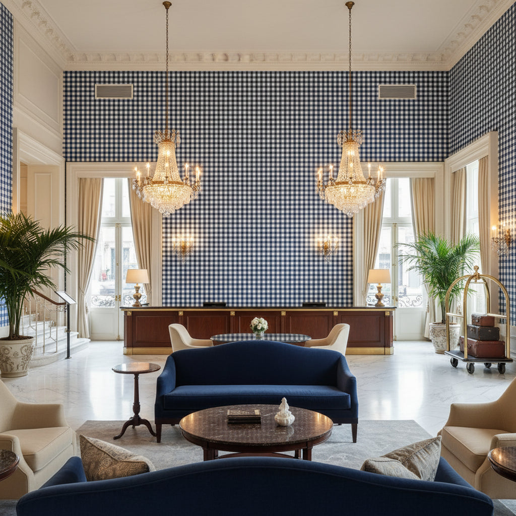 BR-89149.50.0 | Kravet - Hotel Lobby Visualization (AI-generated, may not be to scale. Verify pattern scale with product specifications.)