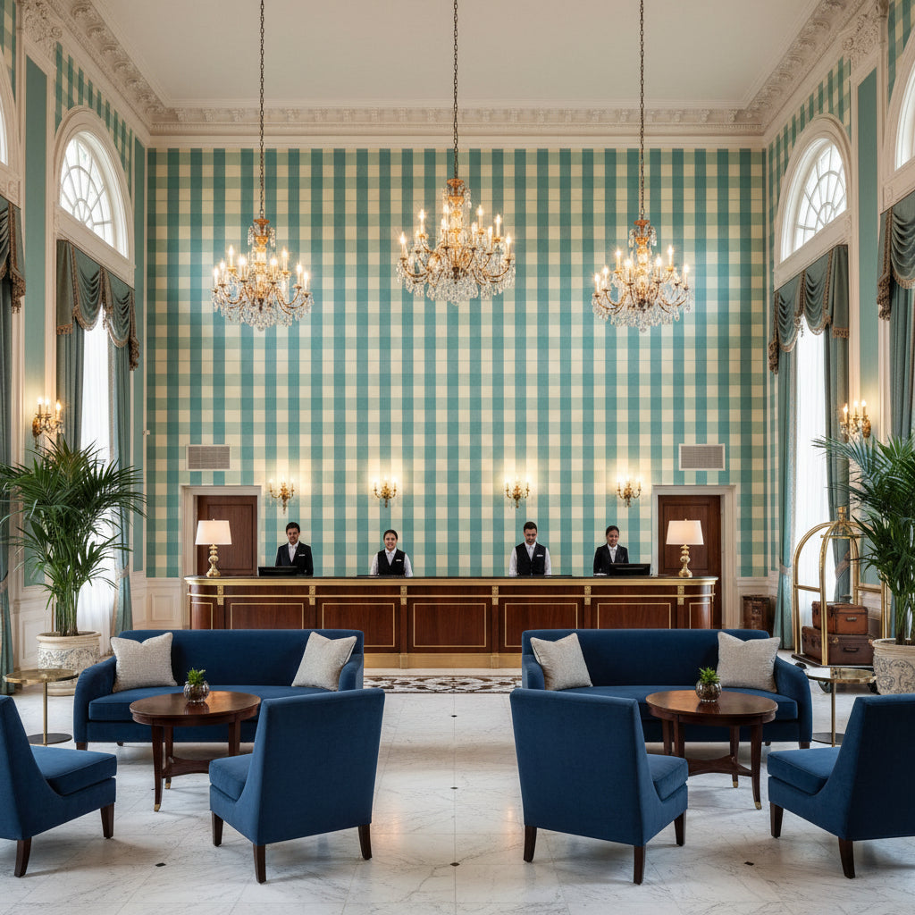 BR-89149.513.0 | Kravet - Hotel Lobby Visualization (AI-generated, may not be to scale. Verify pattern scale with product specifications.)