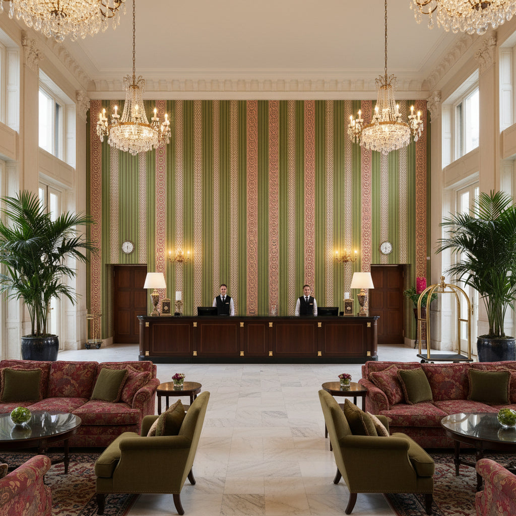 BR-89354.466.0 | Kravet - Hotel Lobby Visualization (AI-generated, may not be to scale. Verify pattern scale with product specifications.)