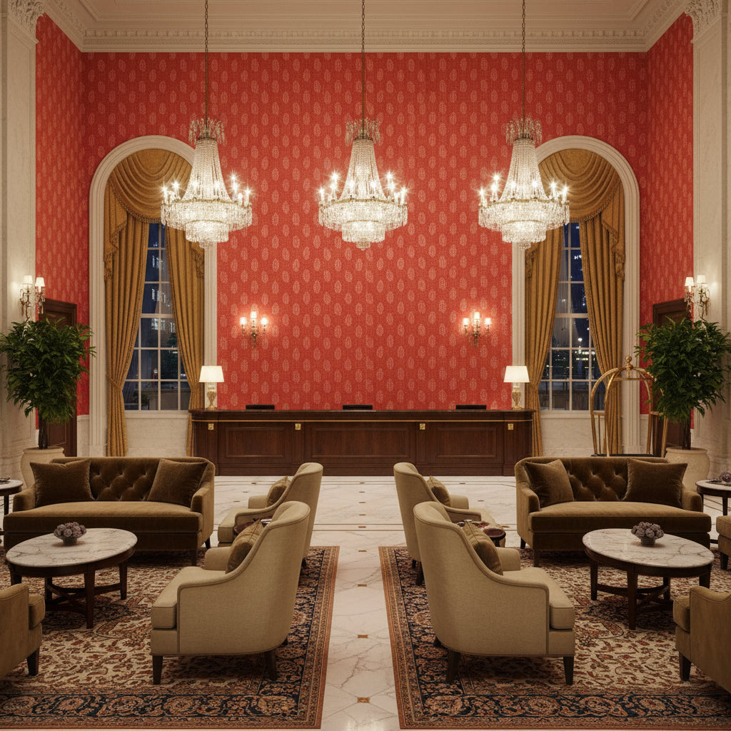 BR-89475.170.0 | Kravet - Hotel Lobby Visualization (AI-generated, may not be to scale. Verify pattern scale with product specifications.)