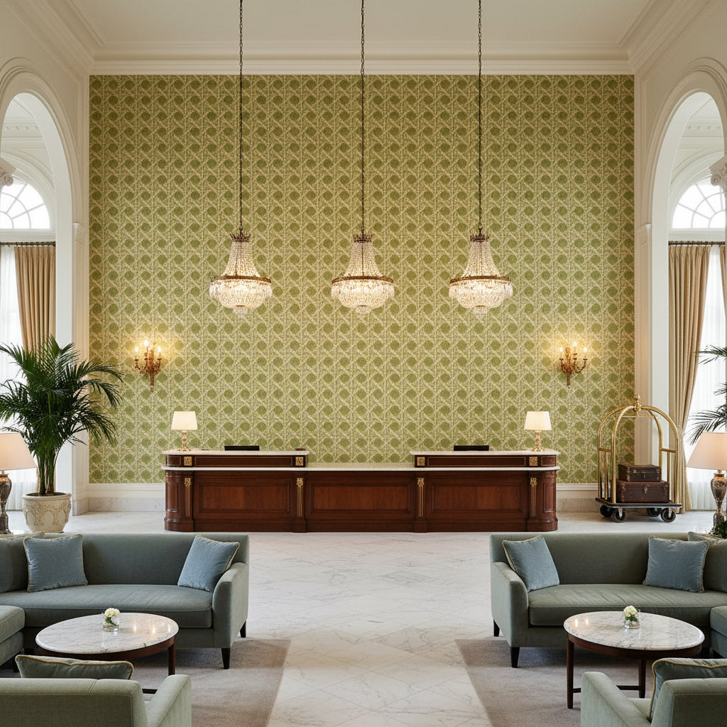 BR-89626.419.0 | Kravet - Hotel Lobby Visualization (AI-generated, may not be to scale. Verify pattern scale with product specifications.)