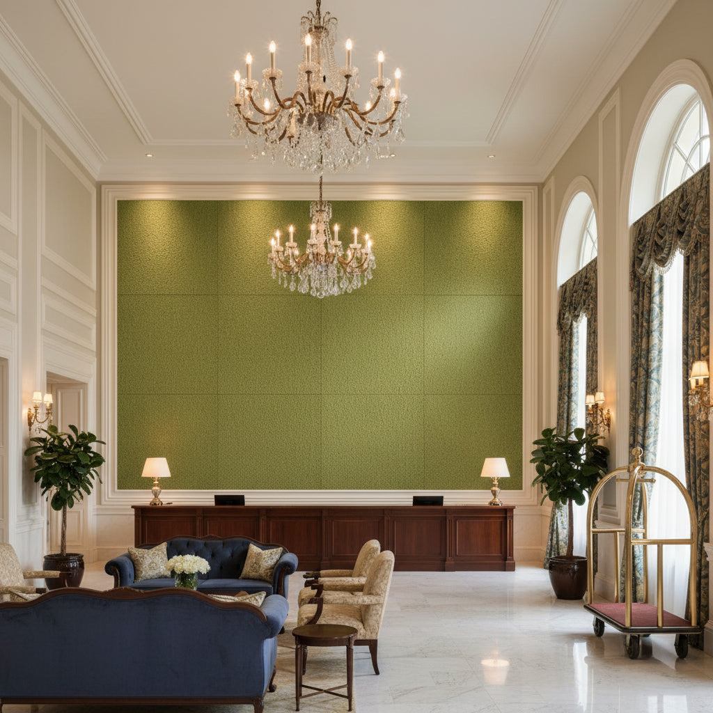BR-89778.432.0 | Kravet - Hotel Lobby Visualization (AI-generated, may not be to scale. Verify pattern scale with product specifications.)