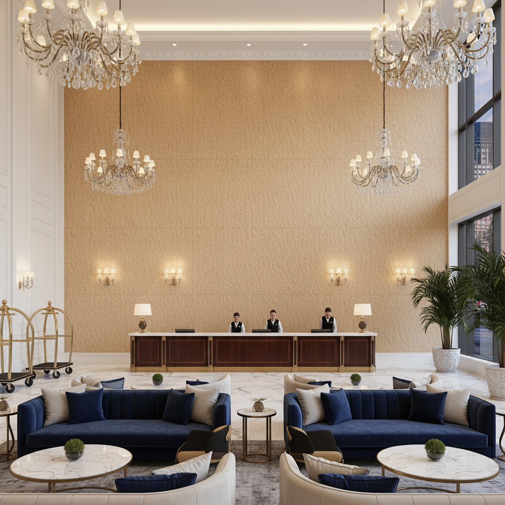 BR-89778.801.0 | Kravet - Hotel Lobby Visualization (AI-generated, may not be to scale. Verify pattern scale with product specifications.)
