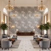 INGLESIA Wallcoverings (CW10025) – Light Grey/Grey | Thibaut - Hotel Lobby Visualization (AI-generated, may not be to scale. Verify pattern scale with product specifications.)