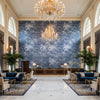 INGLESIA Wallcoverings (CW10027) – Blue/Navy | Thibaut - Hotel Lobby Visualization (AI-generated, may not be to scale. Verify pattern scale with product specifications.)